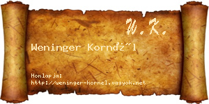 Weninger Kornél névjegykártya